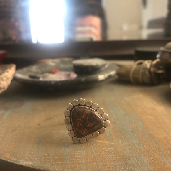 COPY - Leopard Jasper Stone, Silver Ring - Picture 3 of 4